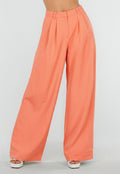 NEW190826 Coral Wide Leg Broek met Plooien