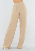High Waist Beige Linnen Look Tall Broek met Tailleband