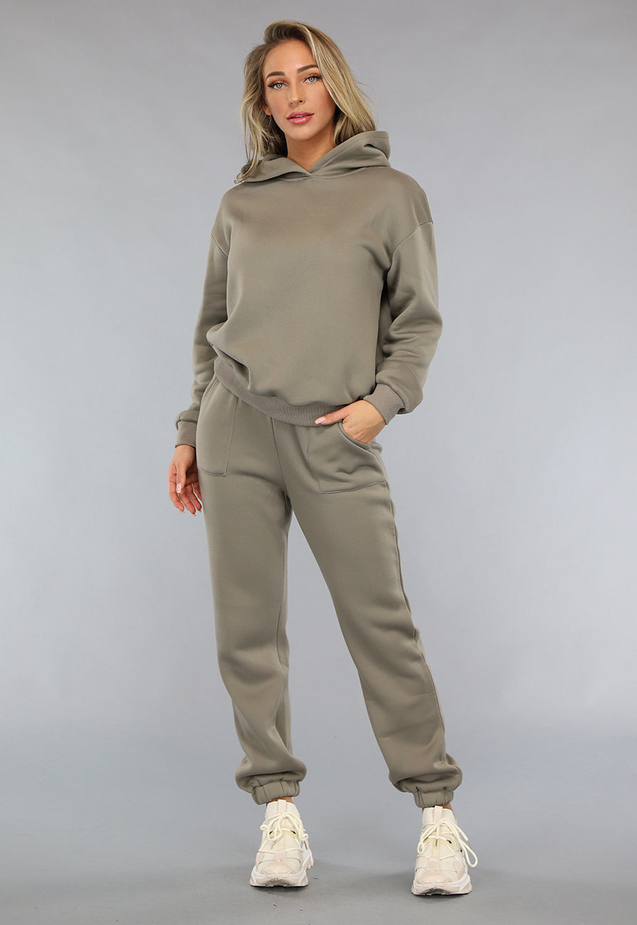 Fleece Joggingpak in Taupe
