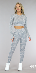 Grijze Camouflage Driedelige Sportset