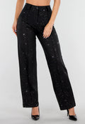 Zwarte Straight Leg Super Stretch Pantalon met Glitters