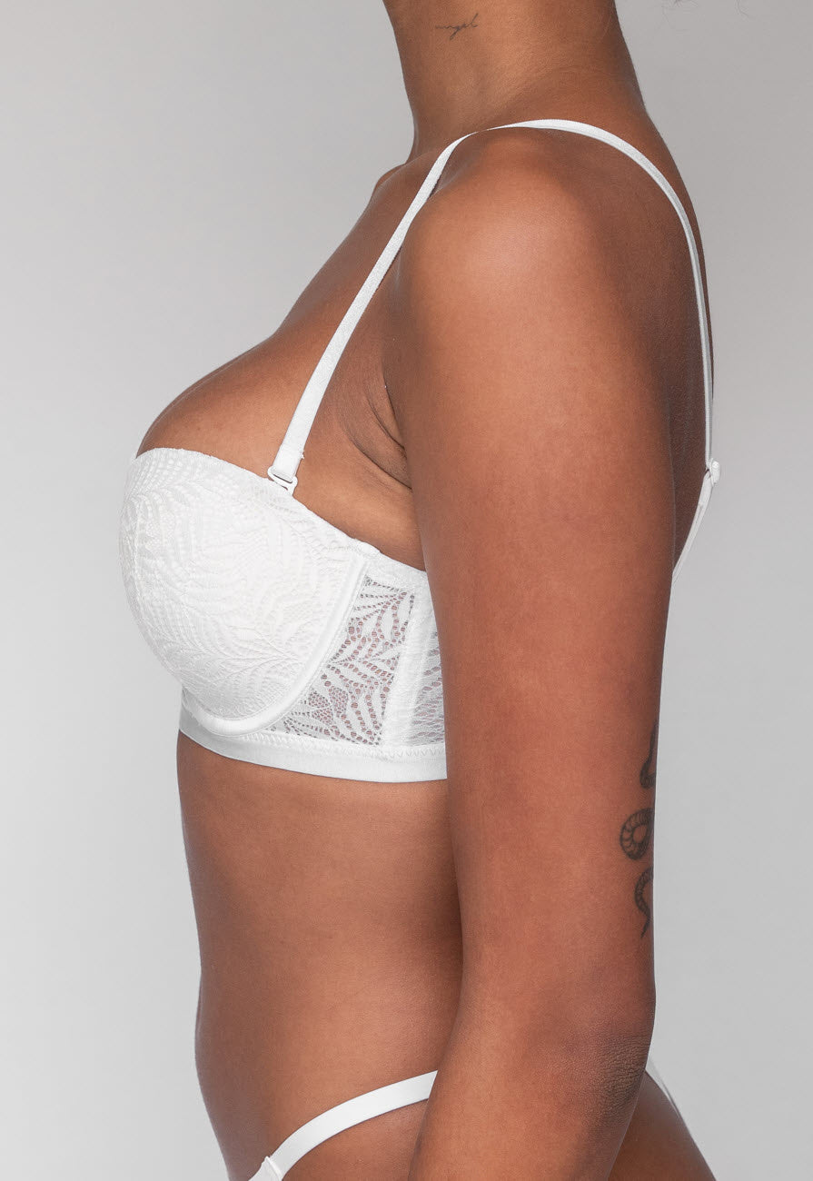 Witte Kanten Push-Up BH met Beugel en Afneembare Bandjes