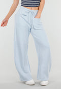 Lichtblauwe Barrel Fleece Joggingbroek met Trekkoord en Stretch