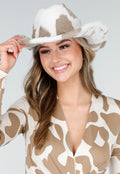 Beige Faux Fur Koeienprint Cowboyhoed