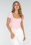 Schattige Roze Top met Kort Mouwtje voor de Zomer