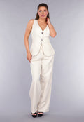 Pantalon Gilet Suit met Statement Knopen in Beige