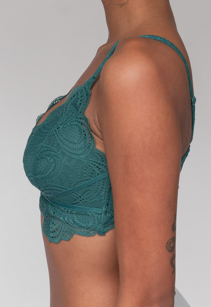 Voorgevormde Kanten Bralette in Zeegroen