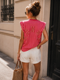 Roze Gestreepte Top met Schoudervullingen en Mommy Opdruk