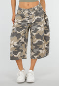 NEW220726 Beige Camouflage Culotte Broek met Lage Taille