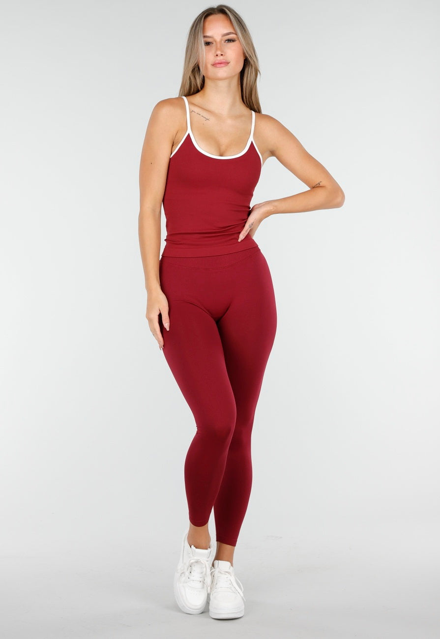 Bordeaux Sportlegging met Hoge Taille en Stretch