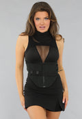 Zwarte Cargo Rave Top met Mesh