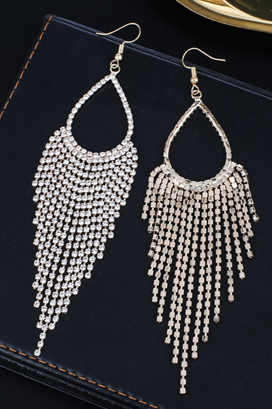 Zilveren Druppel Oorbellen met Strass