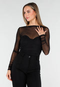 Zwarte Mesh Body met Lange Mouwen