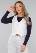 Gestreepte Gilet Top met Knopen