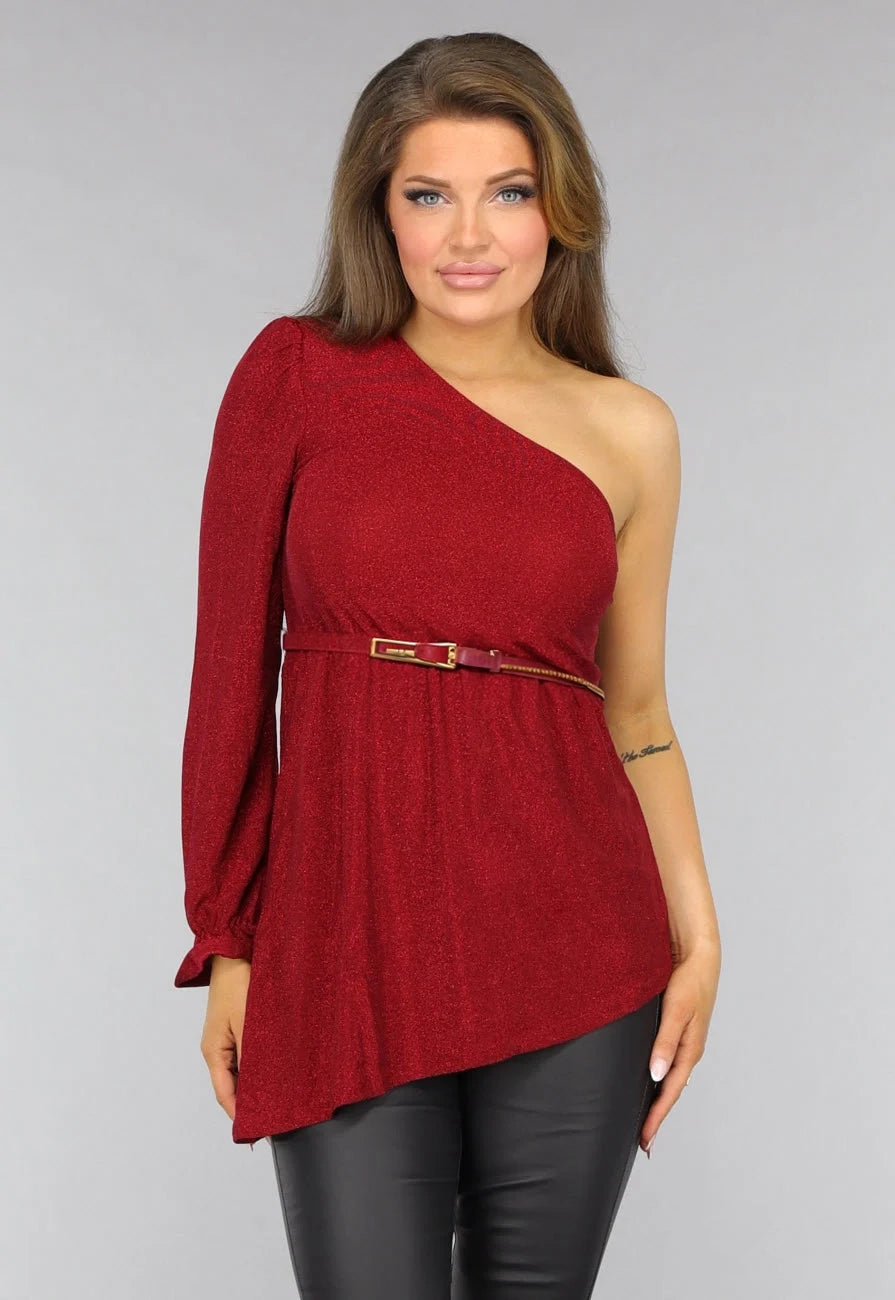 Rode One Shoulder Glitter Top