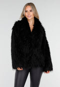 Zwarte Faux Fur Jas met Langharige Textuur