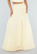 NEW150726 Gele Maxi Rok met Strikceintuur en Elastische Taille