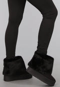 Korte Zwarte Faux Fur Snowboots