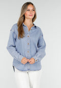 Denim Blouse met Lange Mouwen en Knopen