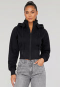 Zwart Vest in Kort Model met Afneembare Capuchon