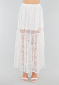 High Waist Witte Maxi Rok van Kant met Onderrok