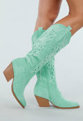 Mintgroene Suèdelook Cowboylaarzen
