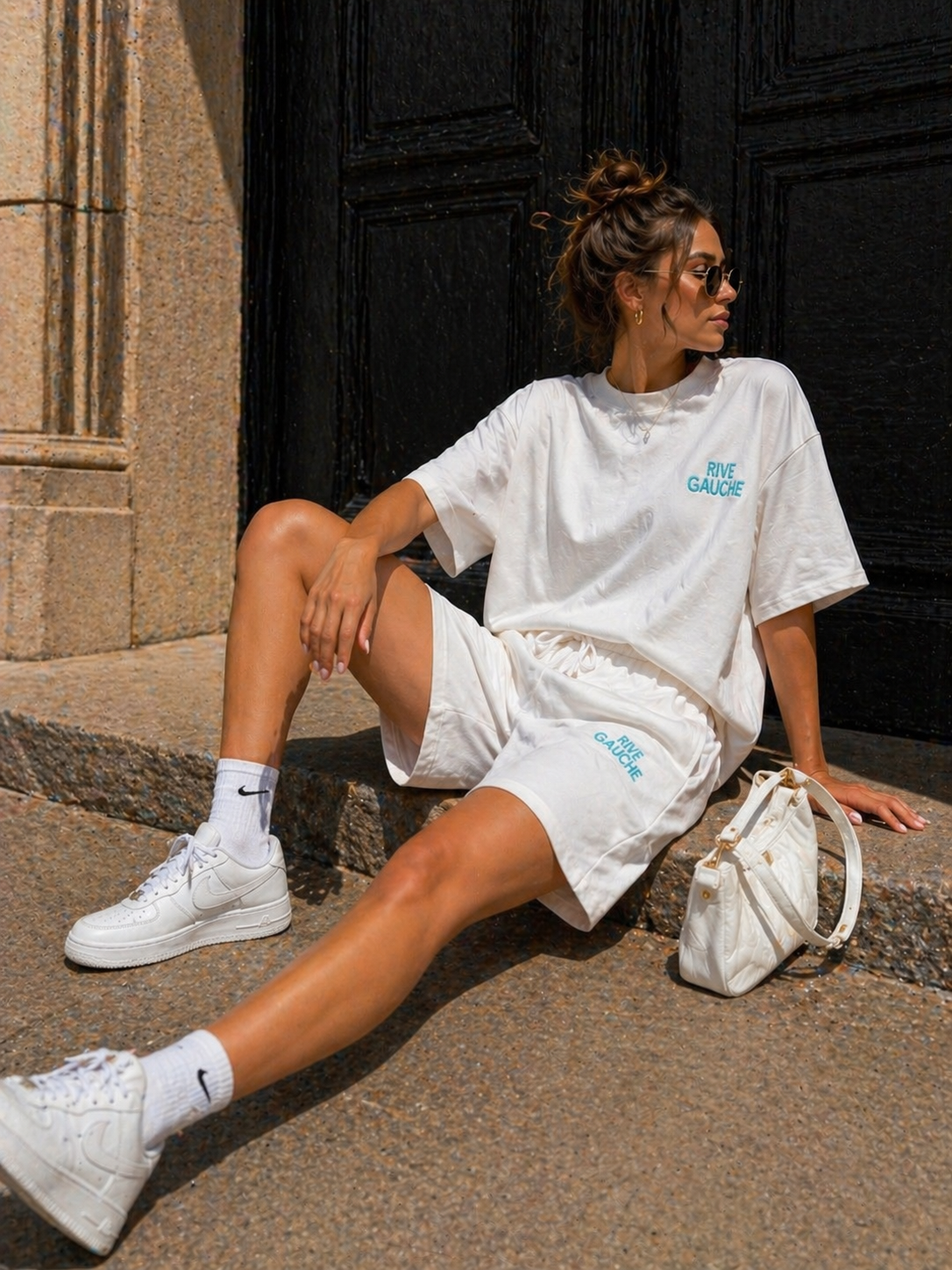 Witte Two Piece Set met T-Shirt en Shorts