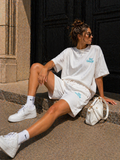 Witte Two Piece Set met T-Shirt en Shorts