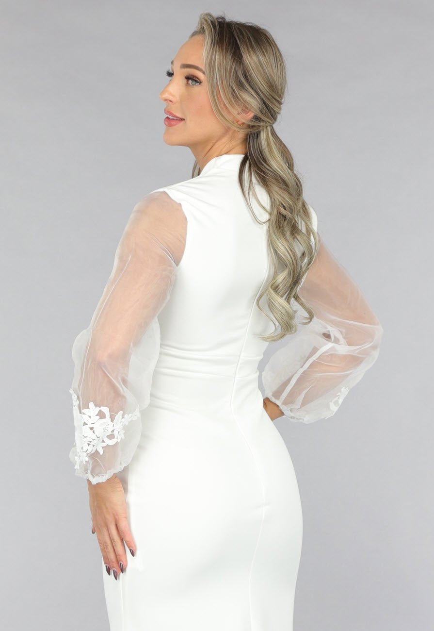 Aansluitende Trouwjurk met Chiffon Mouwen