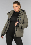 Korte Taupe Winterjas met Capuchon