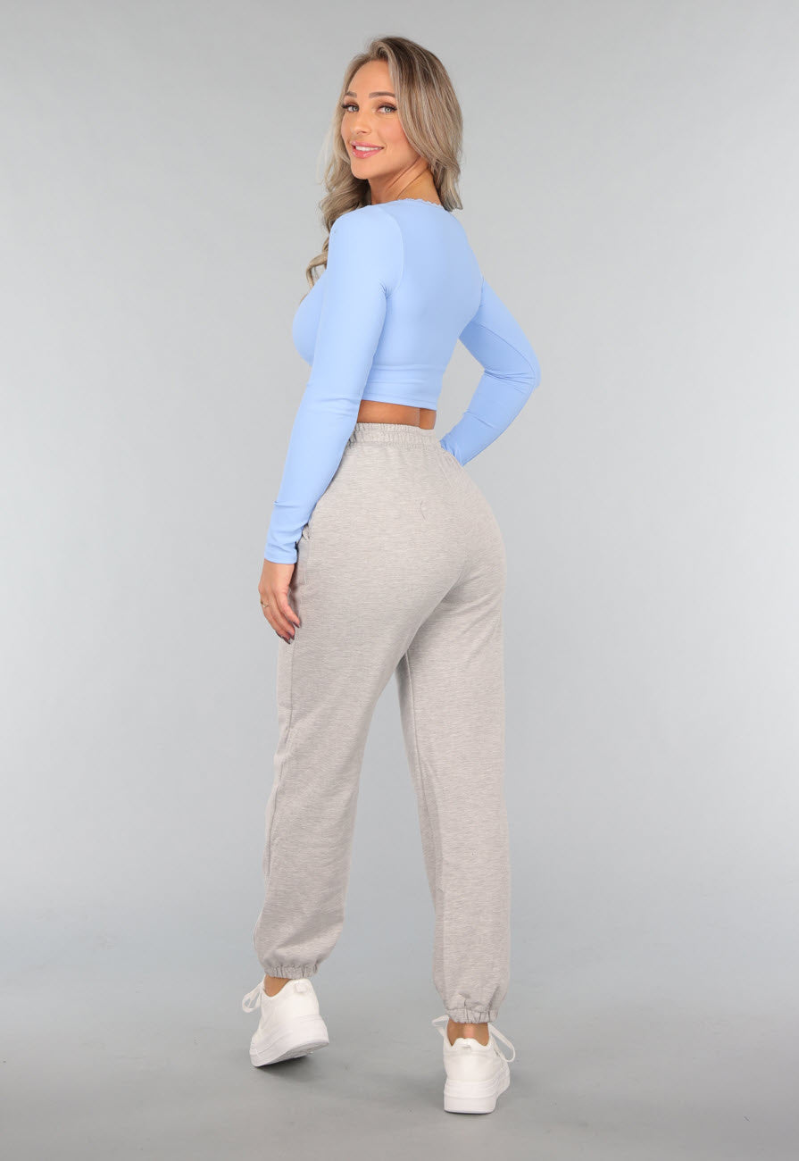 Lichtblauwe Padded Longsleeve Sporttop