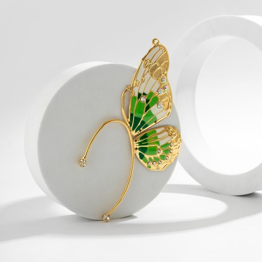 Earcuff met Groen Vlinder Ontwerp