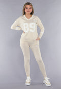 Beige Zachte Matching Stretch Set met Teddy Borduursel
