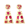 Rode Strass Retro Oorhangers