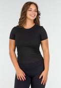 Zwart Korte Mouwen Sporttop voor Vrouwen met Comfortabele Fit