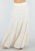 Crème Mousseline Maxi Rok met Elastische Taille