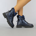 Donkerblauwe Snowboots met Grove Zool en Rits