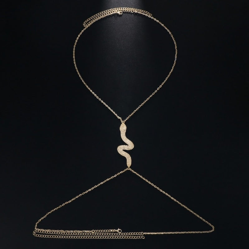 Gouden Snake Bodychain met Strass