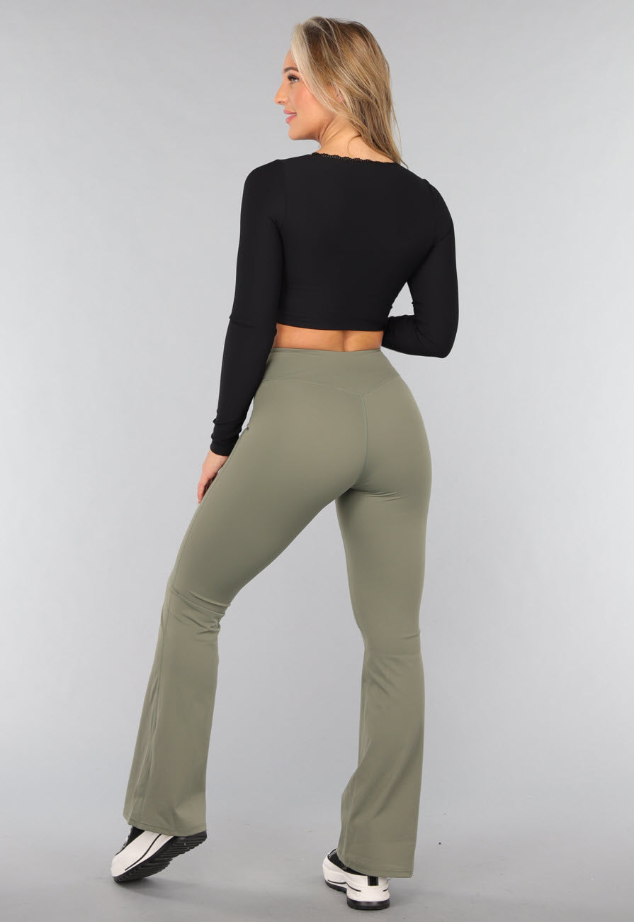 Zwarte Longsleeve Crop Top met Padding