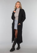 Lange Zwarte Cardigan met Zakken