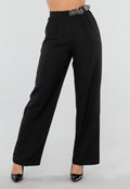 Zwarte Pantalon met Goudkleurige Gesp