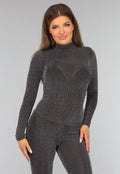 Zilveren Glitter Zigzag Top