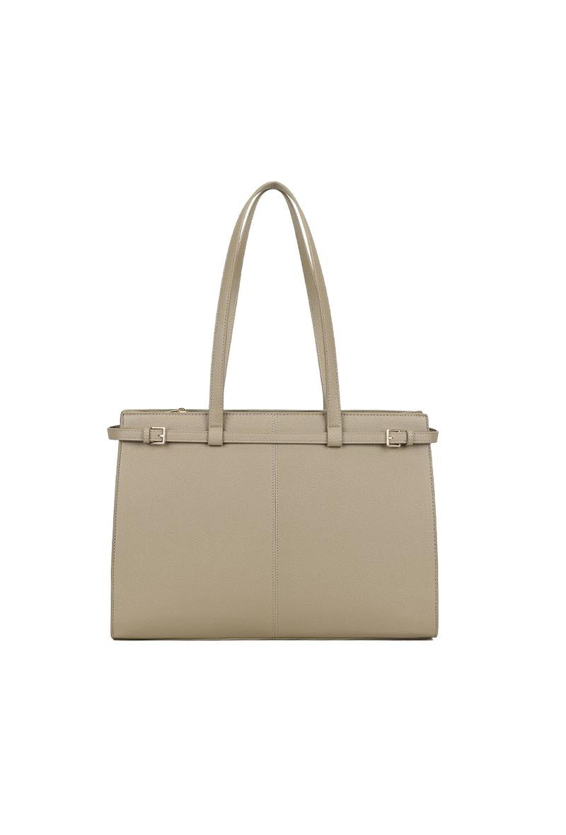 Beige Shopper met Dubbele Schouderhengsels