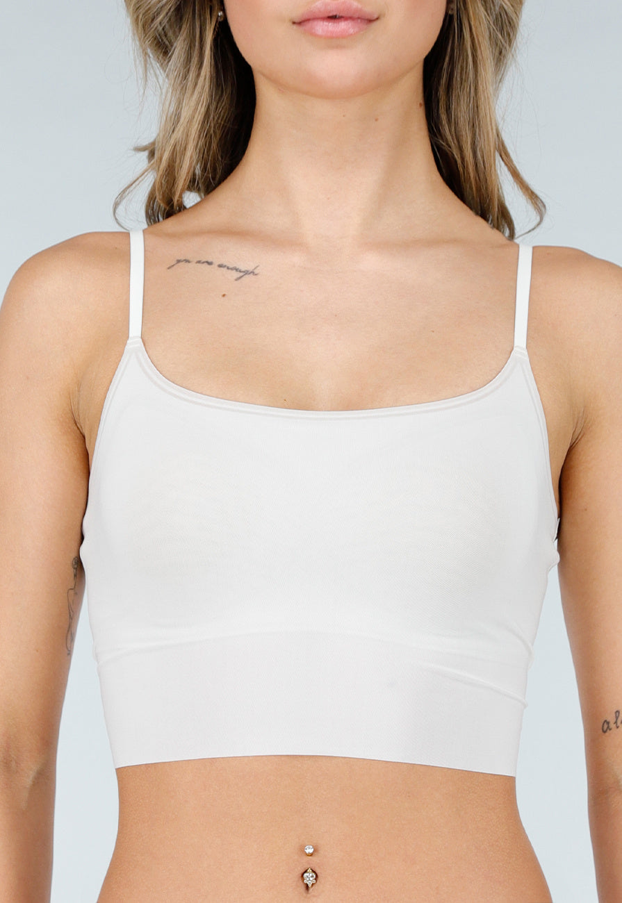 Witte Stretch Bh Top met Uitneembare Pads