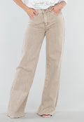 Beige Wide Leg Tall Jeans met High Waist
