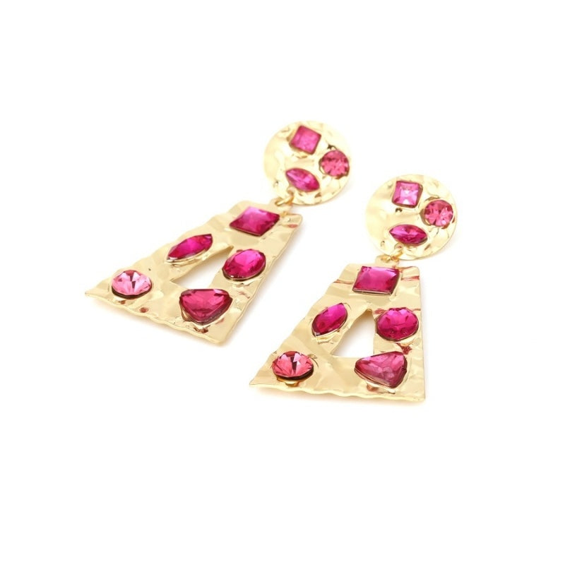 Rode Strass Retro Oorhangers