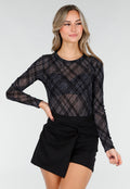 Zwarte Body met Mesh Print