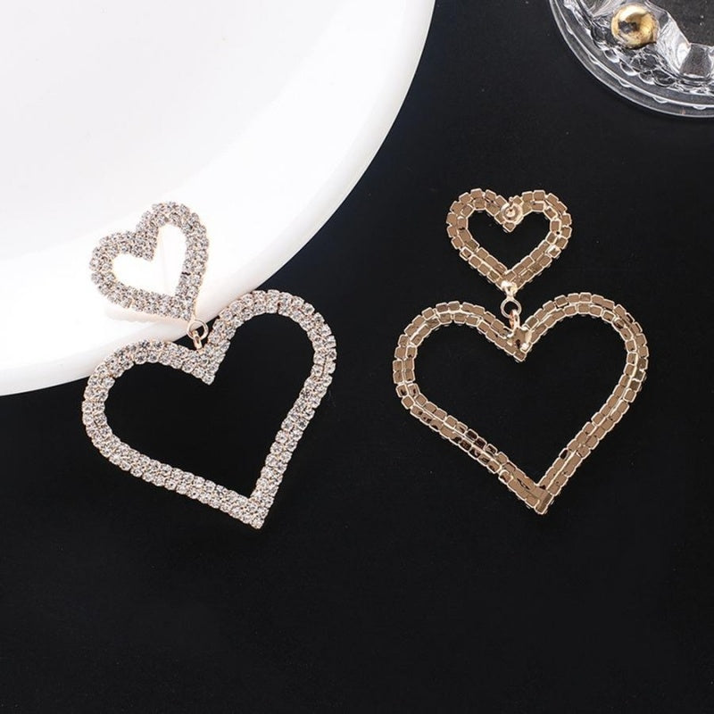 Gouden Glitter Hartjes Oorbellen