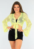 Felgele Cover-Up met Hartjes Patroon en Striksluiting
