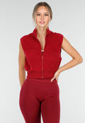 Mouwloos Vest in Bordeaux met Hoge Kraag
